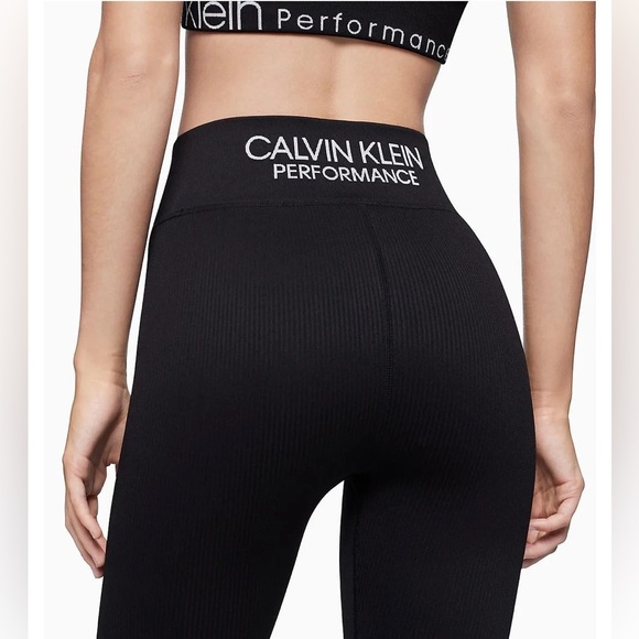 Calvin Klein Performance Ribbed High Waist 7/8 Leggings size large - Picture 1 of 5
